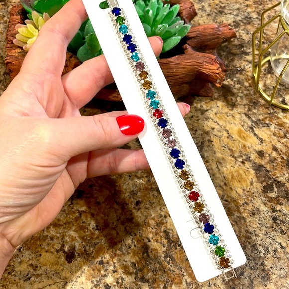 Swarovski Elements Multicolor Crystal Tennis Bracelet - Picture 7 of 7